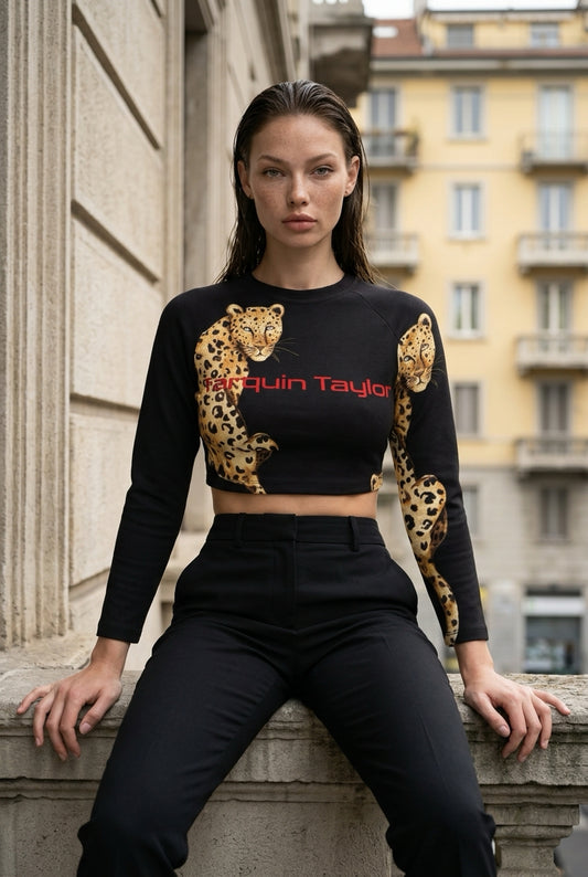 Women's Metropolitan Jungle Jaguar Cropped Sweater