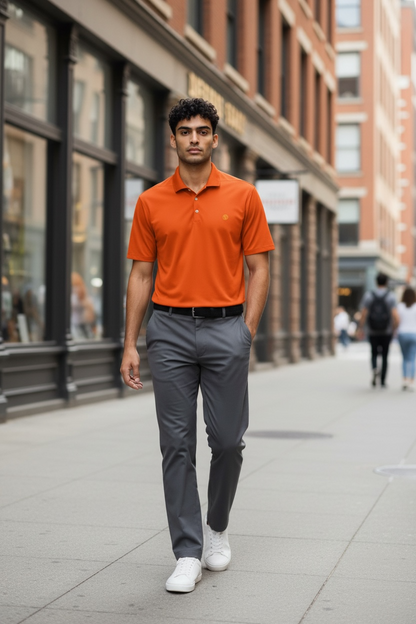 Men’s coin logo polo tee orange