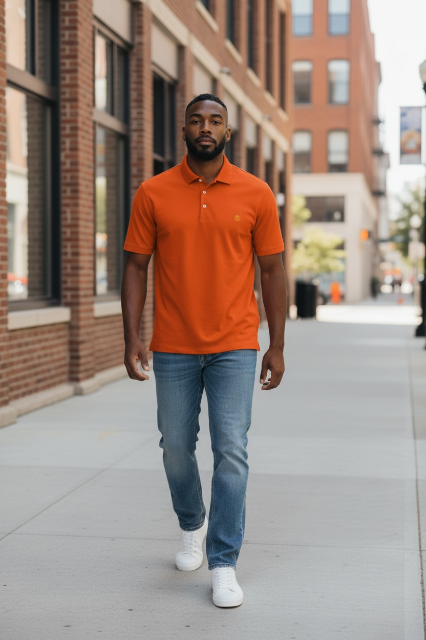 Men’s coin logo polo tee orange