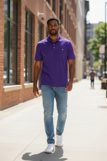 Men’s coin logo polo tee purple