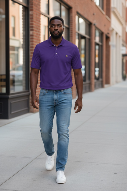 Men’s coin logo polo tee purple