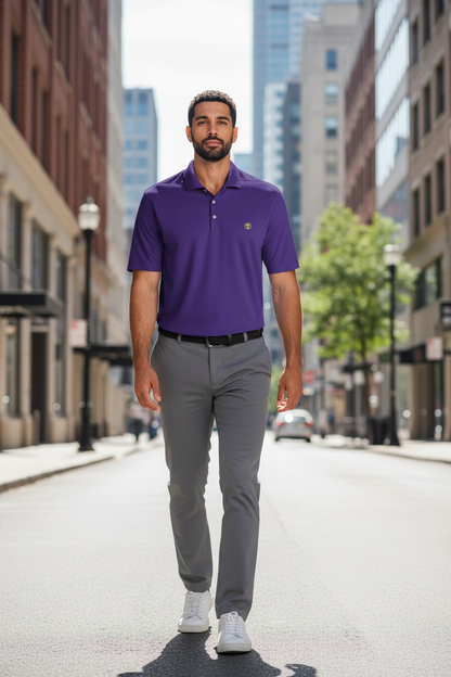 Men’s coin logo polo tee purple