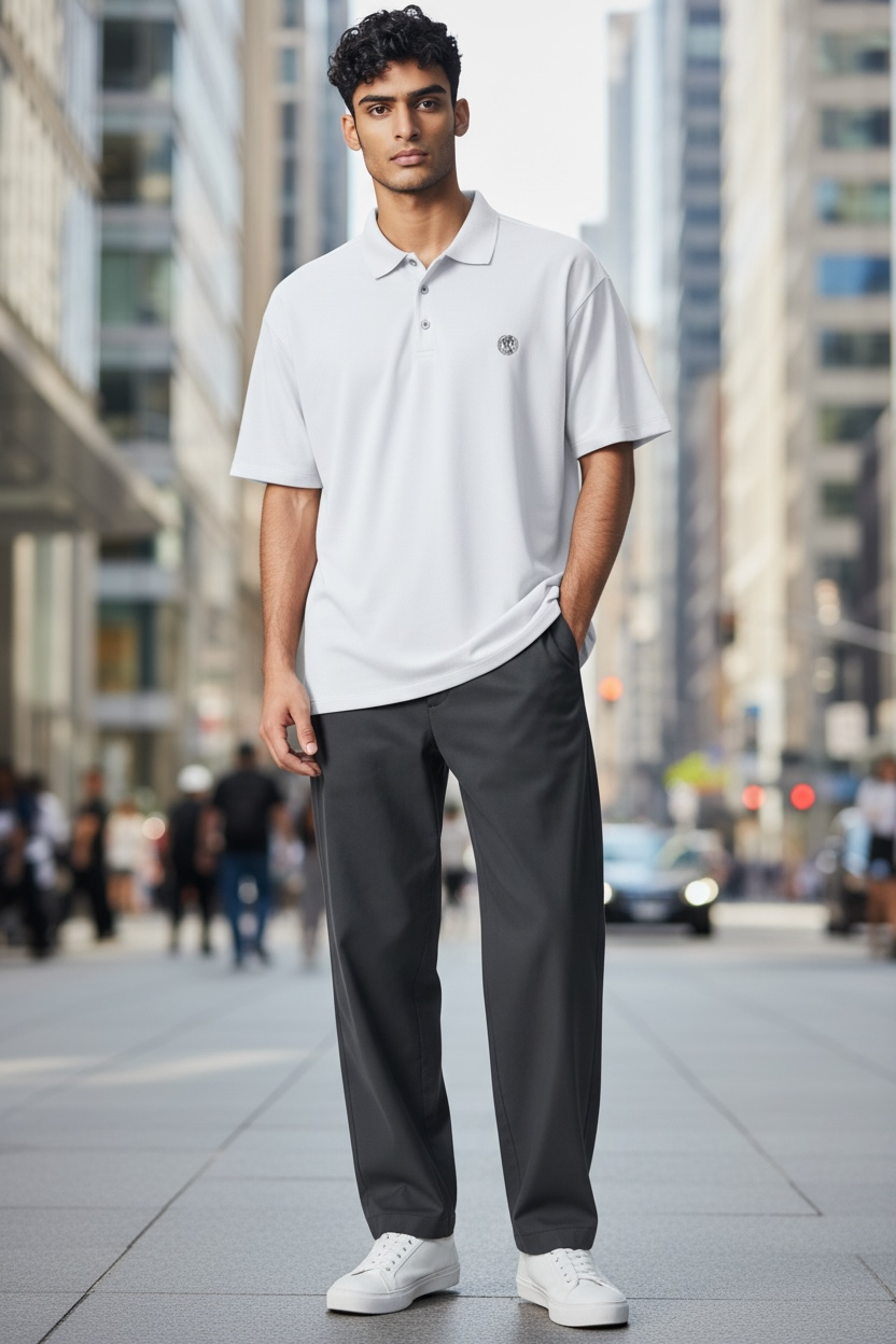Men’s coin logo polo tee white