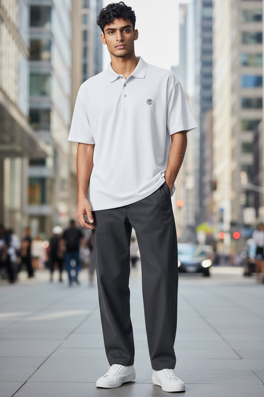 Men’s coin logo polo tee white