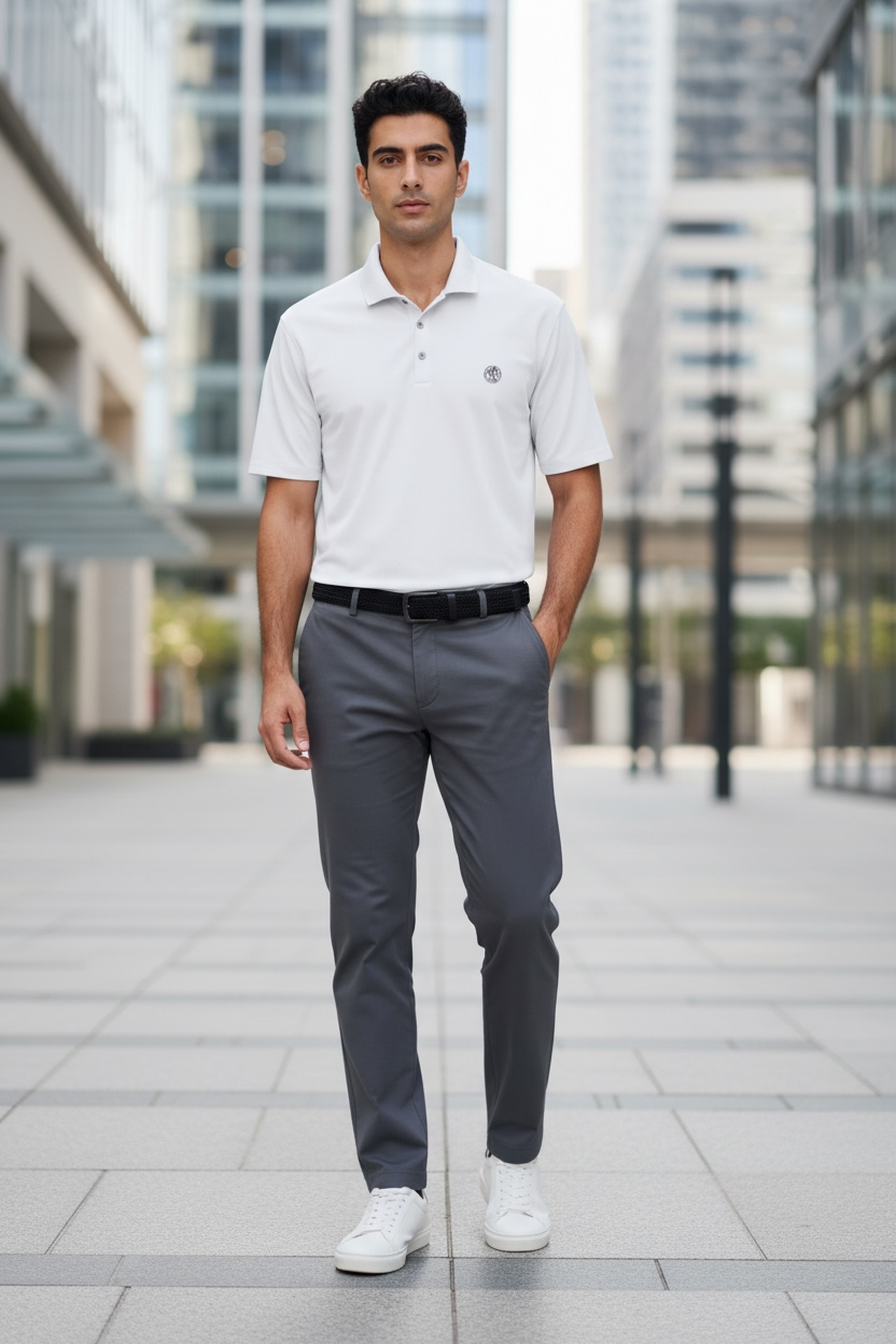 Men’s coin logo polo tee white