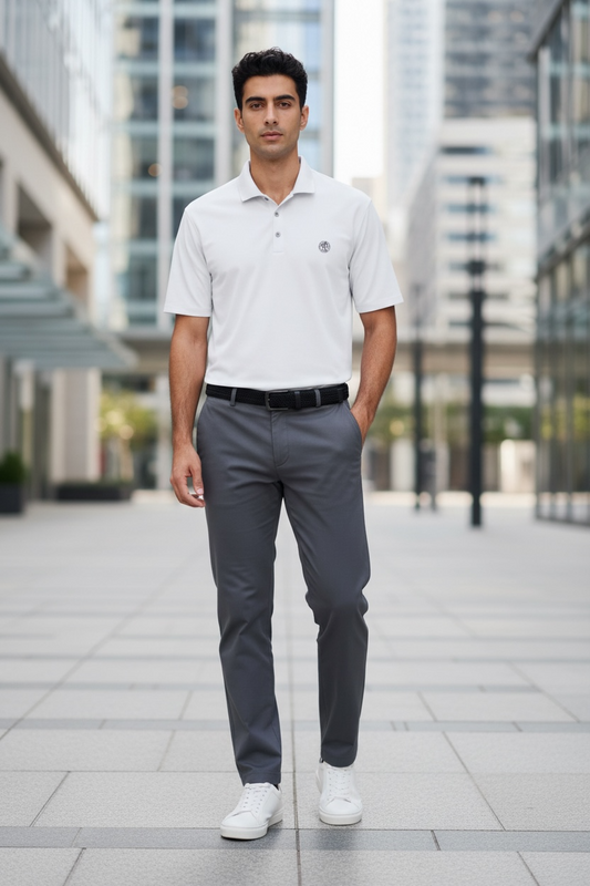 Men’s coin logo polo tee white
