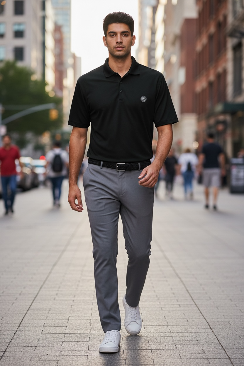 Men’s coin logo polo tee black