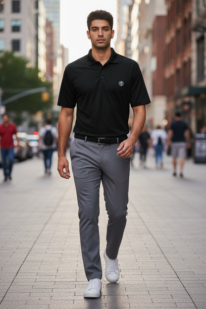 Men’s coin logo polo tee black