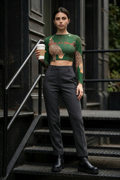Women’s Leopard Cropped Sweater